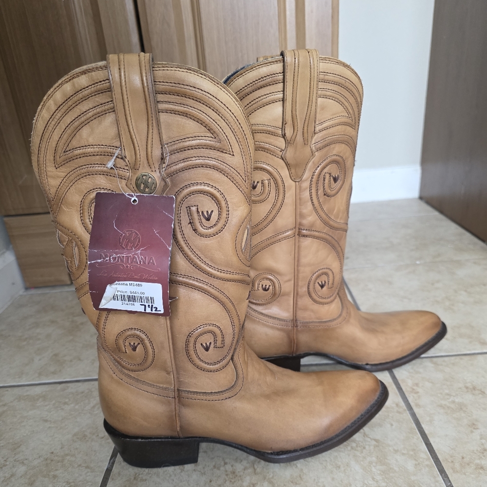 Montana West Tan Cowboy Boots